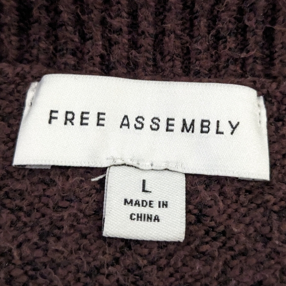 Free Assembly Sweater Brown Cream Stripe Balloon Sleeves Large - Picture 4 of 11